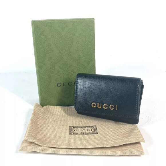 GUCCI 790100 logo Script Wallet Compact Wallet Mini Wallet Trifold wallet Unused - Picture 1 of 15